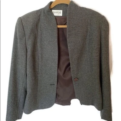 Blazer GIANNI Gris Talla 10 100% Lana Pura -B Foto 1 de 4