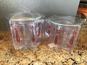 Pottery Barn NWT red glass candle chandelier bobeche set Candle Decor