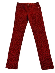 Justice Premium Girls Jeans Size 12 Red Black Stylish Animal Print - Picture 1 of 8