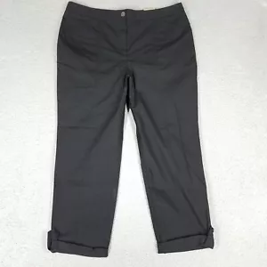 NEW Chico's Pants Women's 2.5/ Large Black Crop Rolled Hem Elastic Waist Casual - Picture 1 of 14