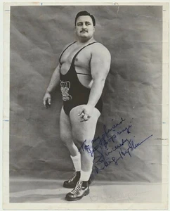 1950er Jahre DOUG HEPBURN kanadischer Strongman + Wrestler großes signiertes Foto - Bild 1 von 2