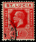 St. Lucia Sg92, 1D Rose-Carmine, Used. Cat £22.