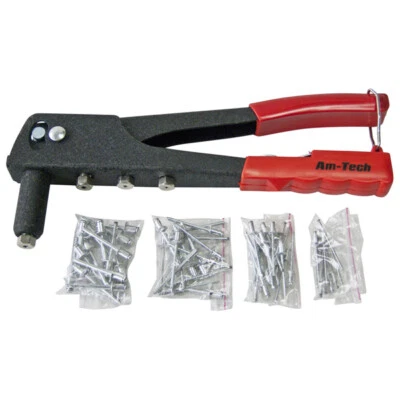 Amtech B3400 Rivet Gun With 60 Rivets 2.4mm 3.2mm 4mm 4.8mm Safety Catch - Image 1 of 4