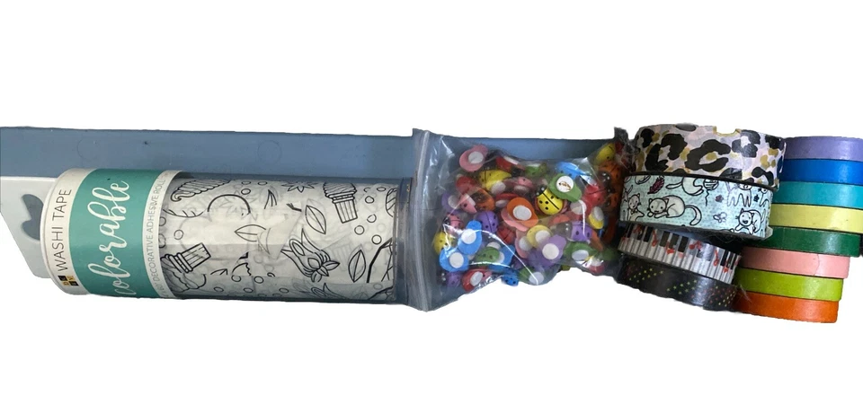 Assorted Washi Tape Lot of 15 Cats, Music, Cheetah Print, Ladybugs, Solid Colors - Image 1 of 4