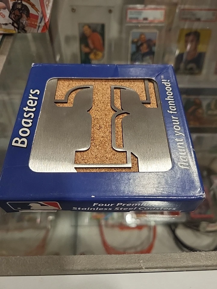MLB Texas Rangers Boasters, posavasos de acero inoxidable de alta resistencia, 4 ¡nuevos en caja! Foto 1 de 1