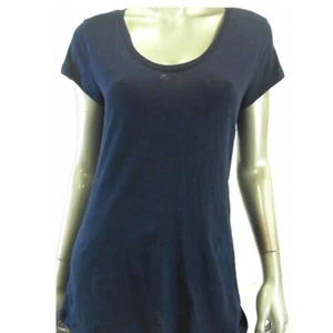 Style&Co Women Top S Short Sleeve T Shirt Navy Blue Solid Cotton - Picture 1 of 1