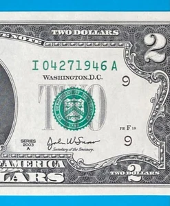April 27, 1946 : I 04271946 A BIRTHDAY Note $2 Two Dollar Bill *UNC* - Picture 1 of 3