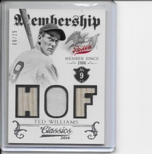 2014 Panini Classics Ted Williams HOF Membership Triple Relic #6/25 card #19