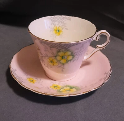 Taza y platillo vintage Best Bone Wellington China Inglaterra, rosa, ENVÍO GRATUITO Foto 1 de 4