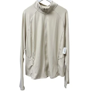 Old Navy Active Jacket Plus Size 3X Cream Ribbed Knit Sportswear Zip Front NWT - Picture 1 of 10