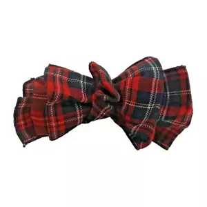 Vintage 90s Big Plaid Red Hair Bow Barrette Clip Scarf Oversized Plaid - Bild 1 von 6