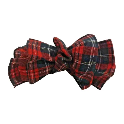 Vintage 90s Big Plaid Red Hair Bow Barrette Clip  Scarf Oversized Plaid - Image 1 of 4
