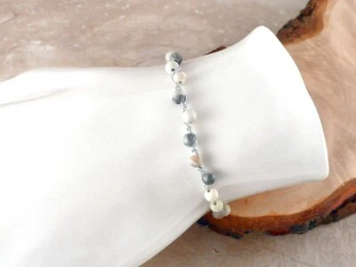 Armband Perlen Edelstein Picasso Jaspis handmade geflochten verstellbar Neu - Bild 1 von 3