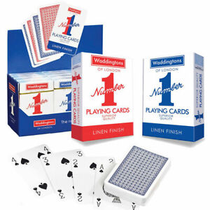 WADDINGTONS NUMBER 1 LINEN FINISH QUALITY PLAYING CARDS IN RED & BLUE COLOR-Best