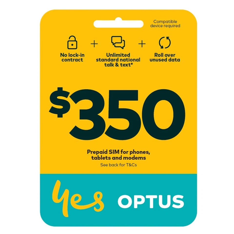 Optus $350 Prepaid 365 Day Phone SIM - A flexible Longterm Prepaid - Image 1 of 1