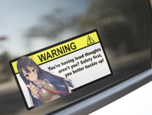 Mai Waifu Mock Warning Visor Label  - Vinyl Bumper Sticker Car Decal Bunny Jdm - Bild 1 von 2