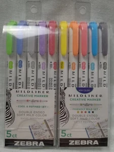 Zebra Pen Mildliner Double Ended Marker chisel & bullet tip 10 markers. NEW - Picture 1 of 8
