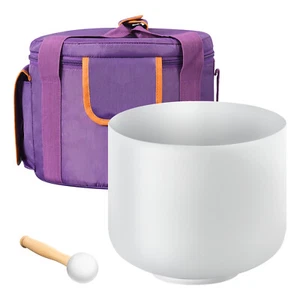 Uimoso Crystal Singing Bowl 8-inch F Note Heart Chakra Sing Bowl w/ Carrying Bag - Picture 1 of 12