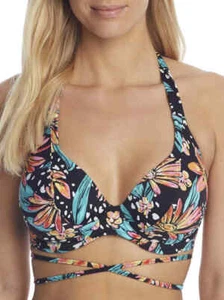 FREYA WILD DAISY UK 32FF MULTI UNDERWIRE HALTER BIKINI TOP 7031 - Picture 1 of 9