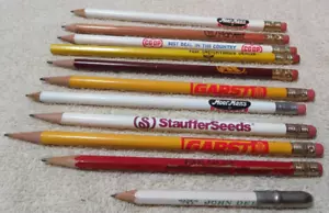 AGRICULTURAL SEED & FEED VINTAGE WOOD ADVERTISING PENCIL Moor Mans, Garst - Picture 1 of 3