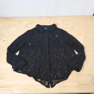 Torrid Women's Plus Sz 3 Black Lace Blouse Long Sleeve Button Up Goth Witchy - Image 1 of 4