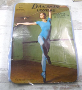 Vintage Sky Blue Danskin Leotard Scoop neck Short Sleeve Small w Packaging Dance - Picture 1 of 4