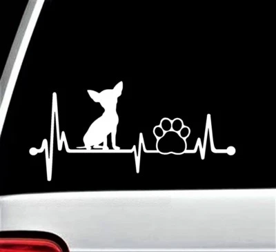 Chihuahua Heartbeat Dog Paw Decal Sticker Car Truck SUV Van Laptop Mac BG134 - Image 1 of 3