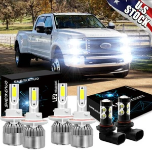 For Ford F250 F350 F450 2005-2019 - 6x White LED Headlight+Fog Light Bulbs Combo - Picture 1 of 12