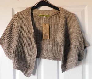 RIVER ISLAND Beige Knit Bolero Cardigan Size UK 6 EUR 32 BNWT - Picture 1 of 3
