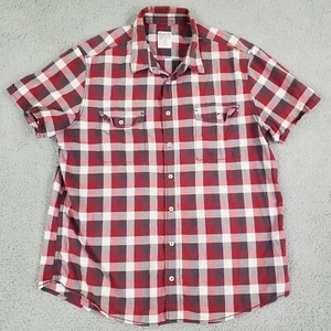 Mossimo Shirt Mens XL Red White Plaid Button Up Y2K Short Sleeve - Picture 1 of 9