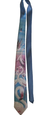 Винтажный галстук Ralph Marlin Blaine Heilman 54 дюйма фламинго 1990 сделано в США - Изображение 1 из 4