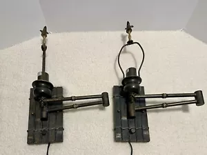 Swing Arm Wall Lamps Set of 2 Bronze Plug-In Fixture 2 Way Light Setting - Picture 1 of 22