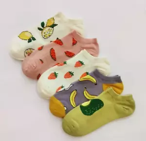 5 Pairs Cute Fruit Print Socks Casual Unisex Footwear Comfy Sock Wear HOT - Picture 1 of 3