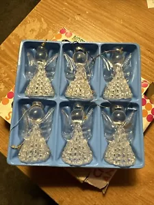 Ornamenti Angeli Cristallo (6) da Hong Kong Natale Scatola Originale 2,5” Vintage - Foto 1 di 9