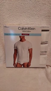 Calvin Klein Classic Fit Crew Neck White T-Shirt 100% Cotton Size XL Pk of 3 NIB - Picture 1 of 6