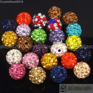 Mixed Quality Czech Crystal Rhinestones Pave Clay Round Disco Ball Spacer Beads - Picture 1 of 6