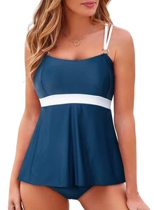 Aleumdr Two Piece Swimsuits for Women Push Up Tankini Set Bathing Suit Tummy ... - Picture 1 of 6