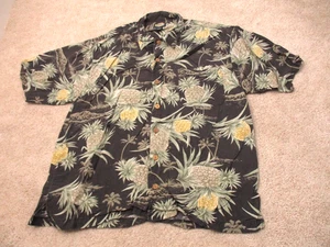 Tommy Bahama Pineapple Rayon Kurzarm Hemd mit Knopfleiste Herren L schwarz - Bild 1 von 9