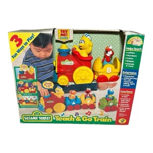 Vintage Sesamstraße Big Bird TEACH & GO TRAIN mit Elmo ABC - Bild 1 von 3