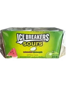 ICE BREAKERS Sours Sugar Free Mints Watermelon Green Apple  (Pack of 8) - Picture 1 of 6