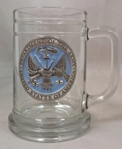 United States Army Logo Military Pewter Decal 15 Ounce Glass Stein Beer Mug - Picture 1 of 1