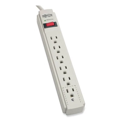 Tripp Lite TLP604 Surge Suppressor, 6 Outlets, 4 ft Cord, 790 Joules, Light Gray - Image 1 of 4