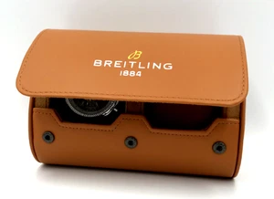 Breitling Brown Faux Leather Watch Roll Display Holds 2 Watches - Picture 1 of 7