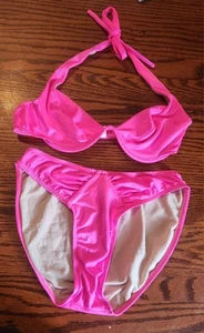 Vintage Fredericks Of Hollywood Zweiteiler Bikini Badeanzug Retro Hot Pink C Cup M - Bild 1 von 6