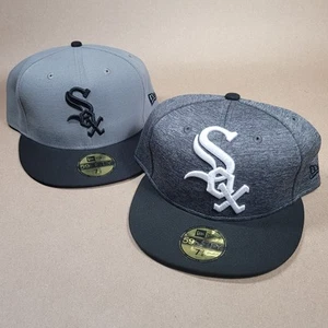 (2) New Era 59Fifty Black/Gray MLB Chicago White Sox Fitted Hat Cap Size 7 7/8 - Picture 1 of 16