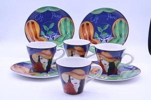 Sango CAFE PARIS Cups And Saucers #4914 - Set Of 4 - Picture 1 of 17
