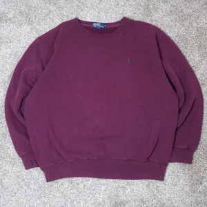 Vintage Polo Ralph Lauren Burgund Rundhals Sweatshirt Herren XL bestickt Pony - Bild 1 von 10