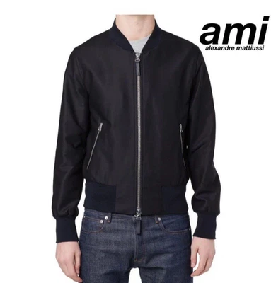 AMI Alexandre Mattiussi AMI PARIS Chaqueta de Pista con Cremallera Taladro Bombardero XL Lana Negra Foto 1 de 4