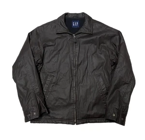 Vintage GAP Bomber Jacket Mens Small Dark Brown Insulated Nylon Faux Leather - Picture 1 of 4