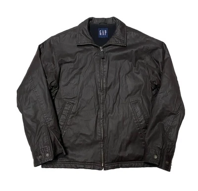 Vintage GAP Bomber Jacket Mens Small Dark Brown Insulated Nylon Faux Leather - Image 1 of 4
